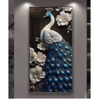 Decoration Home Wall Painting Blue And Black Peacock